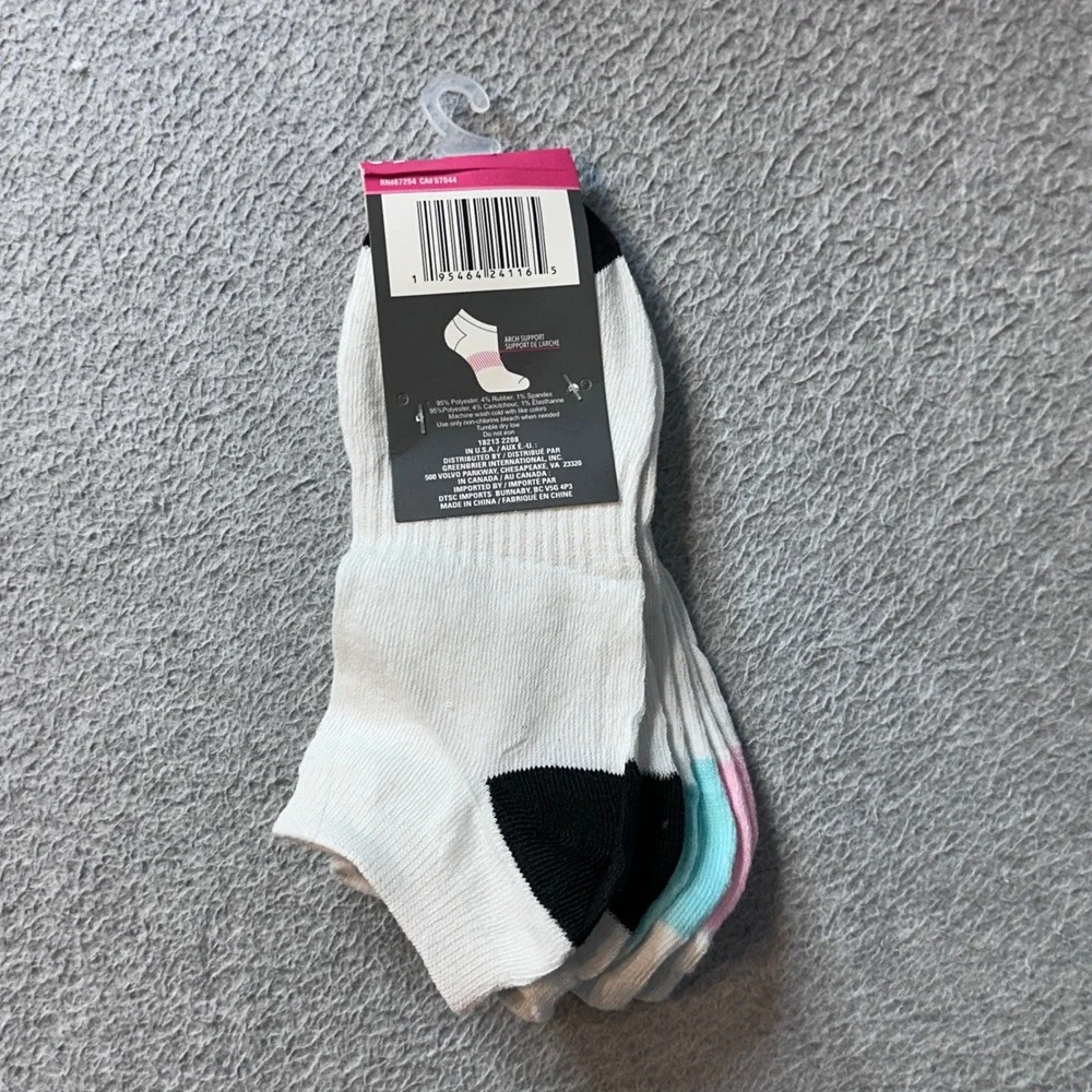 Juncture Socks Women 5-9 White Athletic Low Cut 3 Pair Pack Arch‎ Support Multi